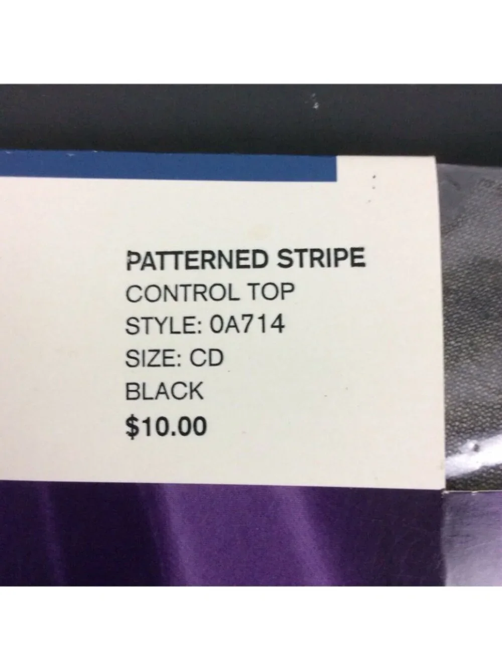 Hanes Patterned Stripe Control Top Pantyhose Size CD Black Nylon Spandex